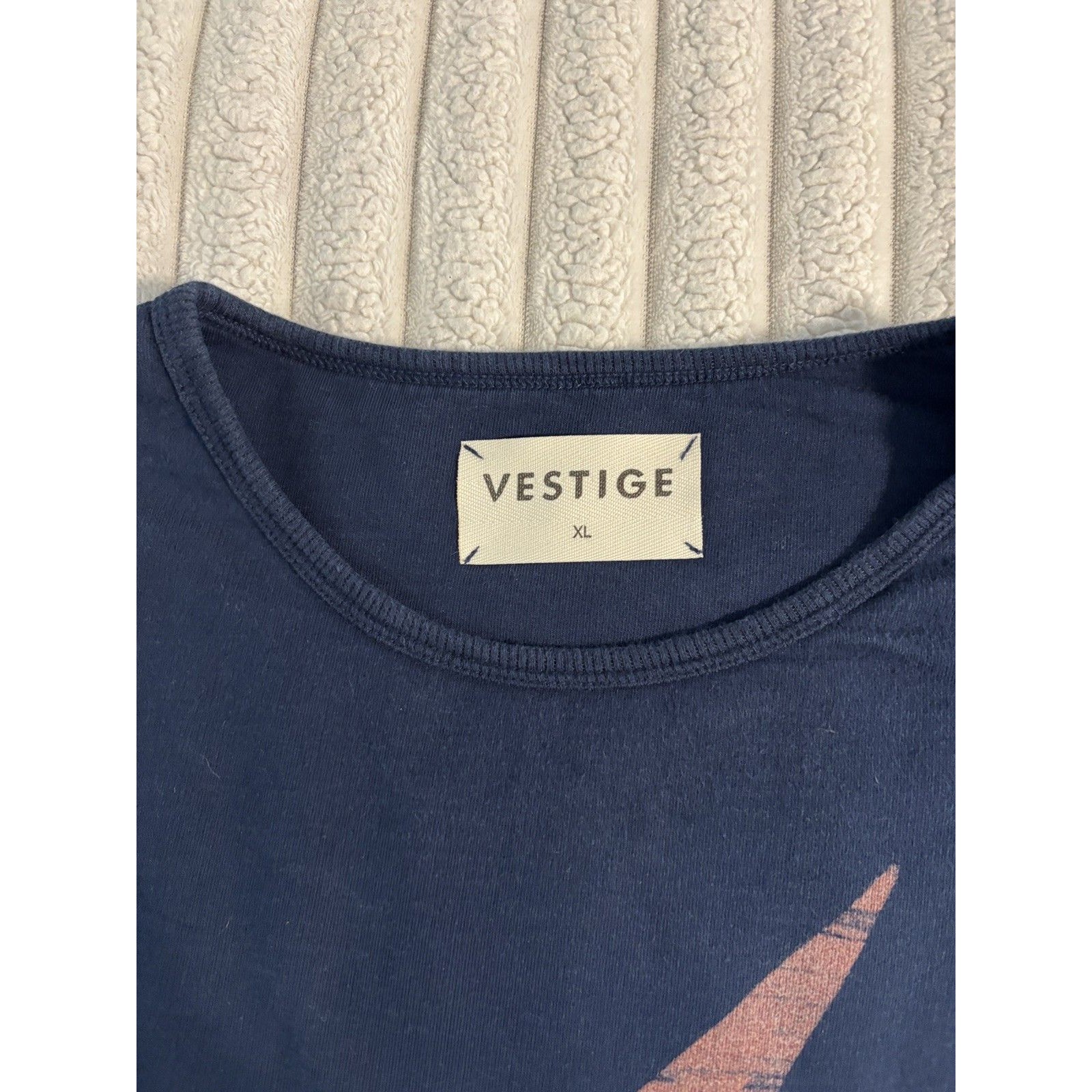 Vestige Lightning Bolt Crewneck Sweatshirt Men’s Xl Navy Blue Pink 100% Cotton — image 3 of 8